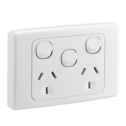 Clipsal 2000 Series Twin Switch Socket Outlet, 250V, 10A, Removable Extra Switch, White Electric