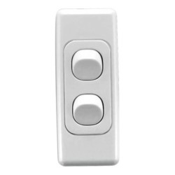 Clipsal 2000 Series Flush Switches, Architrave Size, Switch 2 Gang, 250V, 10A, White Electric