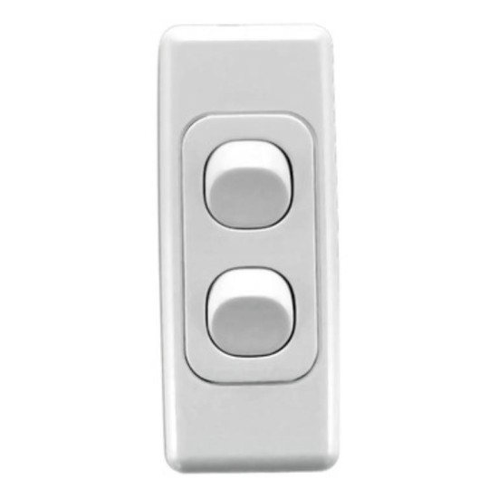 Clipsal 2000 Series Flush Switches, Architrave Size, Switch 2 Gang, 250V, 10A, White Electric