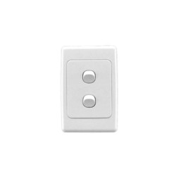 Clipsal 2000 Series Flush Switch, 2 Gang, 250VAC, 10A, Standard, Vertical, White Electric