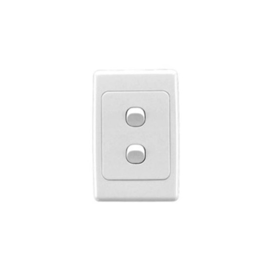 Clipsal 2000 Series Flush Switch, 2 Gang, 250VAC, 10A, Standard, Vertical, White Electric