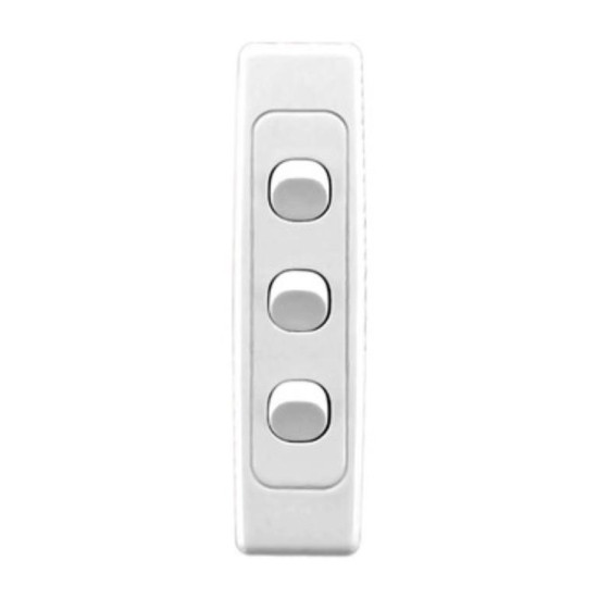 Clipsal 2000 Series Flush SwitchesArchitrave Size, Switch 3 Gang, 250V, 10A, White Electric