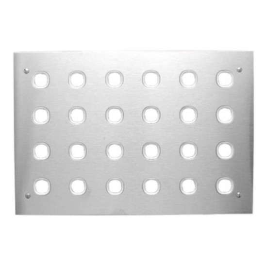 Clipsal Metal Plate Series Switch Plate, 24 Gang, 6 Rows of 4, Less Mechanism, White Electric