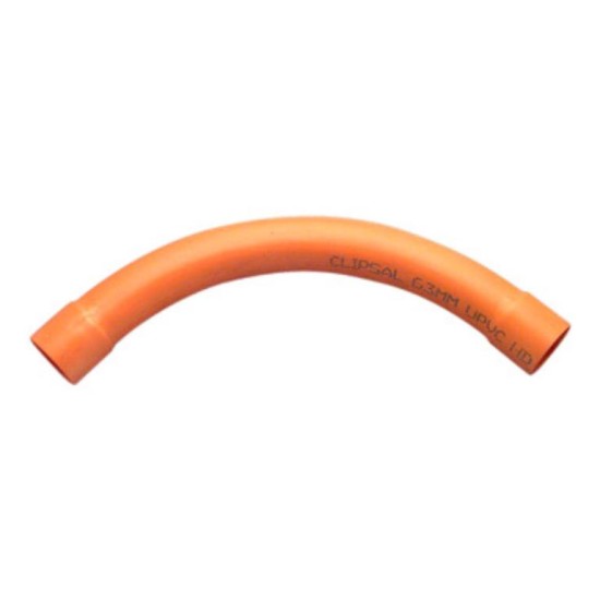 Clipsal Conduit Bend, Large Sweep, 90Deg, PVC, 63mm, Electric Orange