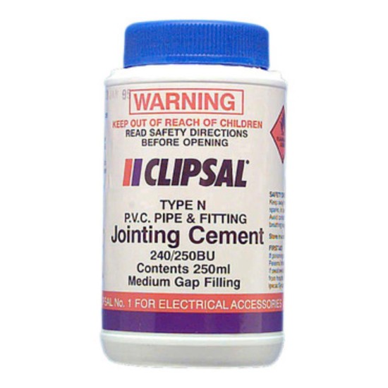 Clipsal PVC Medium Gap Filling Blue Cement 250ml Bottle with Brush