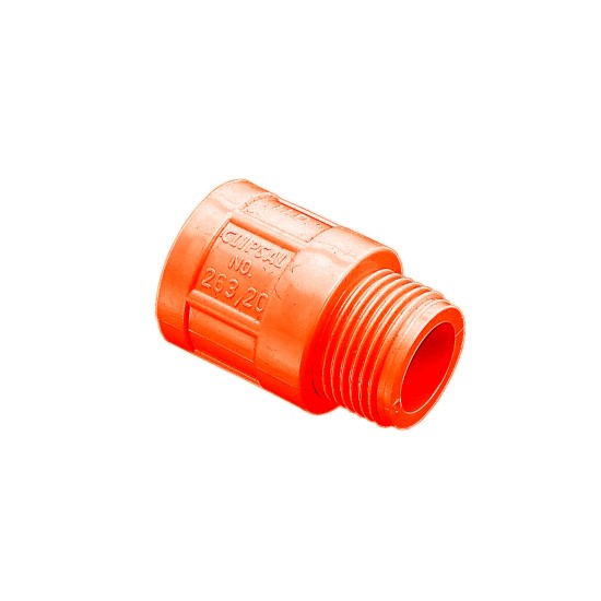 Clipsal Solid Fittings - PVC, Adaptors - Plain to Screwed Conduit, 50mm, Electric Orange