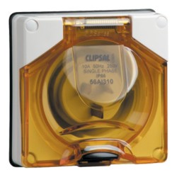 Clipsal - 56 Series Socket Appliance Inlet Ip56 3 PIN 10A Less Enclosure, Grey