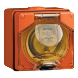 Clipsal - 56 Series Socket Appliance Inlet Ip56 3 PIN Less Enclosure, Resistant Orange