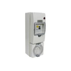 Clipsal - 56 Series RCD Protected Socket Outlet 250V, 10A, 3 Flat PIN, IP66, 30mA Surface Mount, Grey