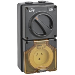 Clipsal - 56 Series Switched Socket Outlet 250V, 10A, 2 Flat and Round Earth PIN, IP66, 1 Pole, Woolworths Grey