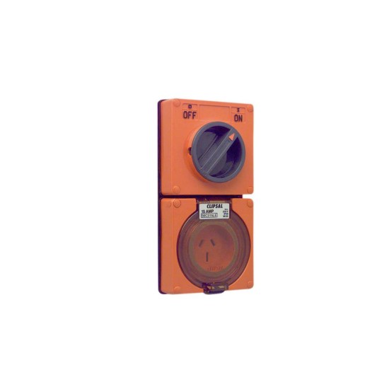 Clipsal - 56 Series Switched Socket Surface IP66 3 PIN 10A, Resistant Orange