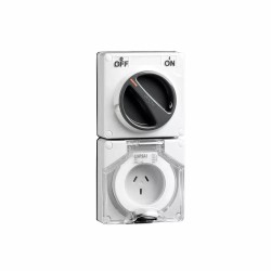 Clipsal - 56 Series Switched Socket Surface IP66 3 PIN 10A, Resistant White Electric