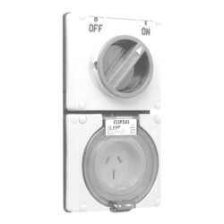 Clipsal - 56 Series Switched Socket Surface IP66 3 PIN 15A Less Enclosure, Resistant White Electric