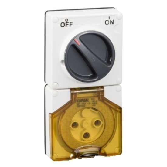 Clipsal - 56 Series Switched Socket Surface IP66 3 PIN 32A Less Enclosure, Resistant White Electric