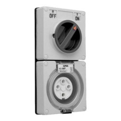 Clipsal - 56 Series Switched Socket Surface IP66 4 PIN 10A Less Enclosure, Grey