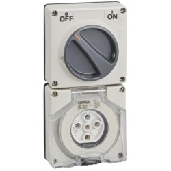 Clipsal - 56 Series Switched Socket Surface IP66 5 PIN 20A Less Enclosure, Grey