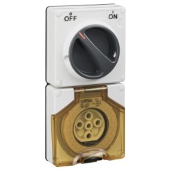 Clipsal - 56 Series Switched Socket Surface IP66 5 PIN 20A Less Enclosure, Resistant White Electric