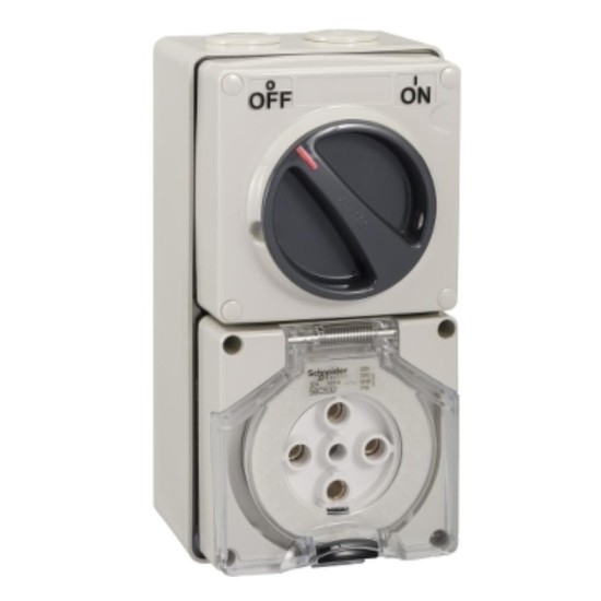 Clipsal - 56 Series Switched Socket Outlet 500V, 32A, 5 Round PIN, IP66, 3 Pole, Surface Mount, Grey