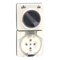 Clipsal - 56 Series Switched Socket Surface IP66 5 PIN 32A Less Enclosure, Resistant White Electric