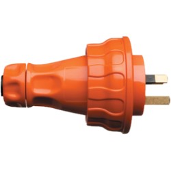 Clipsal - 56 Series, Plug Top, Straight, 3 Flat PIN, 10A, 250V, IP66, Resistant Orange