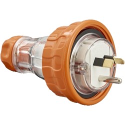 Clipsal - 56 Series, Plug Top, Straight, 3 PIN, 10A, 250V, IP66, Electric Orange