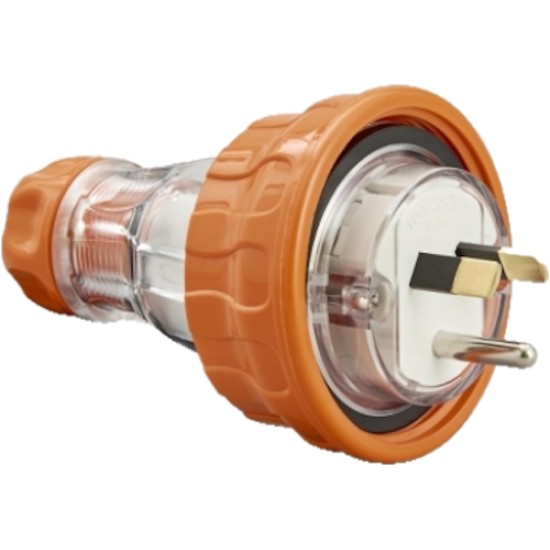 Clipsal - 56 Series, Plug Top, Straight, 3 PIN, 10A, 250V, IP66, Electric Orange