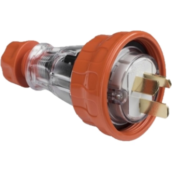 Clipsal - 56 Series,  Straight Plugs - IP66, 250V 20A - 3 Flat Pins, Electric Orange