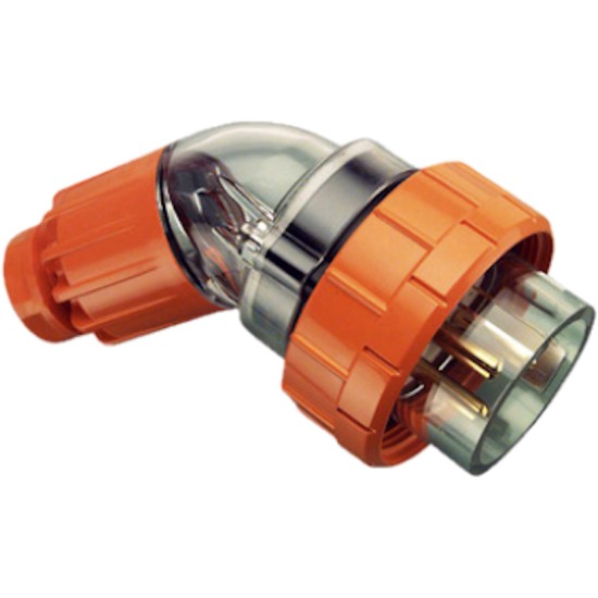 Clipsal - 56 Series,  Angle Plugs - IP66, 250V 20A - 3 Round Pins, Electric Orange