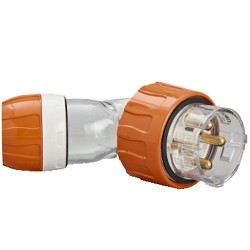 Clipsal - 56 Series,  Angle Plugs - IP66, 500V 40A - 4 Round Pins, Electric Orange