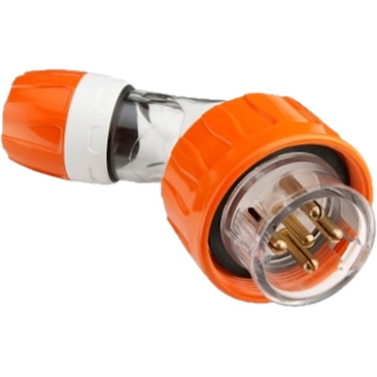 Clipsal - 56 Series,  Angle Plugs - IP66, 500V 20A - 5 Round Pins, Electric Orange