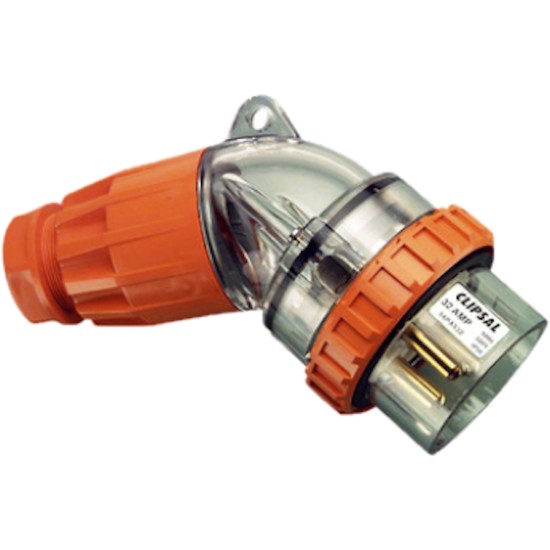 Clipsal - 56 Series,  Angle Plugs - IP66, 500V 32A - 5 Round Pins, Electric Orange