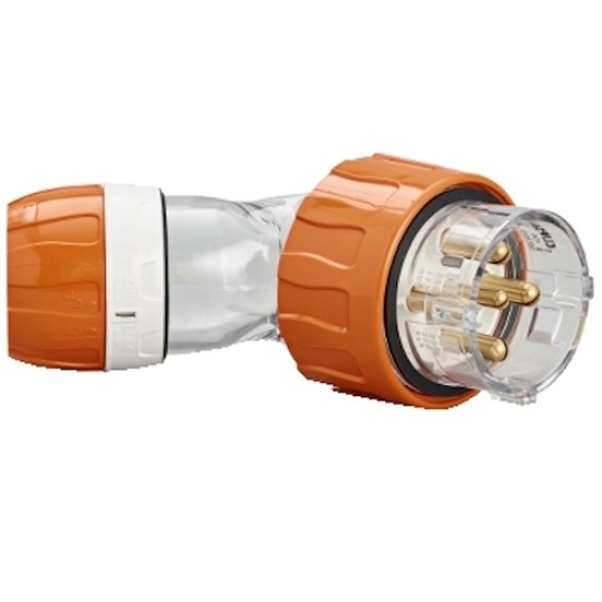 Clipsal - 56 Series,  Angle Plugs - IP66, 500V 40A - 5 Round Pins, Electric Orange