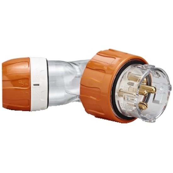 Clipsal - 56 Series,  Angle Plugs - IP66, 500V 50A - 5 Round Pins, Electric Orange