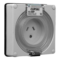 Clipsal - 56 Series Socket Outlet Surface 3 PIN 10A LT Less Enclosure, Grey