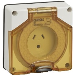 Clipsal - 56 Series Socket Outlet Surface 3 PIN 10A LT Less Enclosure, Resistant White Electric