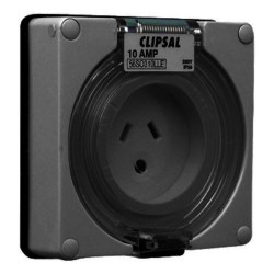 Clipsal - 56 Series Socket Outlet Surface 3 PIN 10A LT Less Enclosure, Woolworths Grey