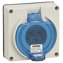 Clipsal - 56 Series Socket Inlet Surface 3 PIN Round 16A Less Enclosure, Grey