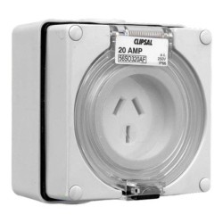 Clipsal - 56 Series Socket Outlet Surface Auto-Switched 3 PIN Flat 20A, Grey