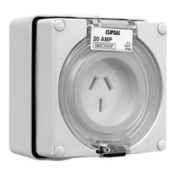 Clipsal - 56 Series Surface Socket IP66, 250V 20A - 3 Flat Pins, Grey