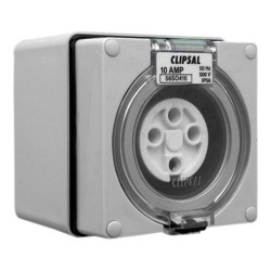 Clipsal - 56 Series Surface Socket IP66, 500V 10A - 4 Round Pins, Grey