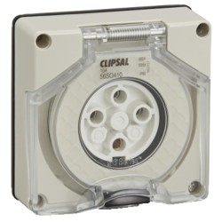 Clipsal - 56 Series Socket Outlet Surface 4P Round 10A Less Enclosure, Grey