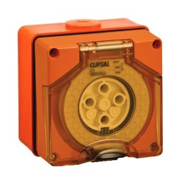 Clipsal - 56 Series Socket Outlet Surface 4 PIN Round 20A, Resistant Orange