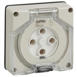 Clipsal - 56 Series Socket Outlet Surface 4 PIN Round 32A Less Enclosure, Grey