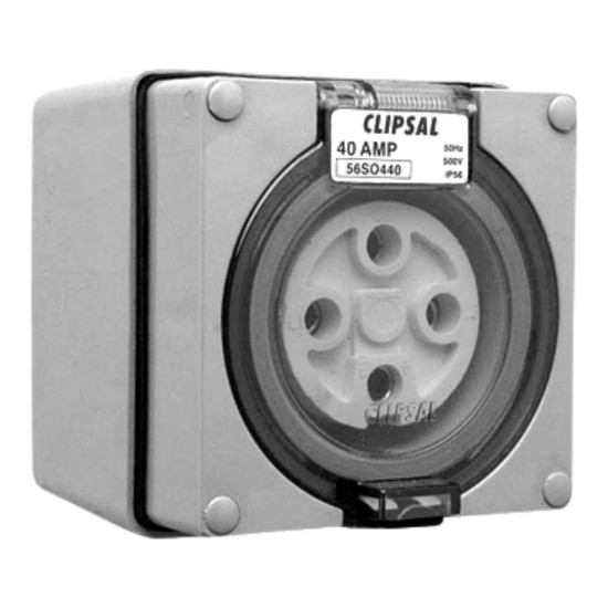 Clipsal - 56 Series Surface Socket IP66, 500V 40A - 4 Round Pins, Grey