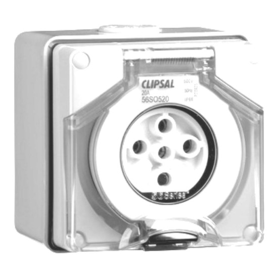 Clipsal - 56 Series Surface Socket IP66, 500V 20A - 5 Round Pins, Resistant White Electric