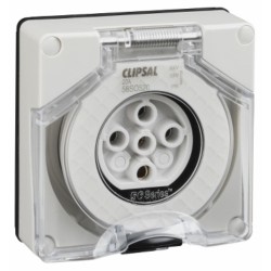 Clipsal - 56 Series Socket Outlet Surface 5 PIN Round 20A Less Enclosure, Grey