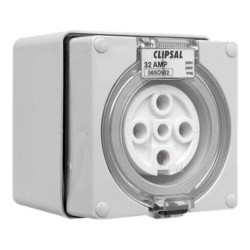 Clipsal - 56 Series Surface Socket IP66, 500V 32A - 5 Round Pins, Grey