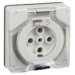 Clipsal - 56 Series Socket Outlet Surface 5 PIN Round 32A Less Enclosure, Grey