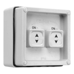 Clipsal - 56 Series Surface Switch, 2 Gang, 1 Pole, 250VAC, 10A, Twin Sliding, Grey