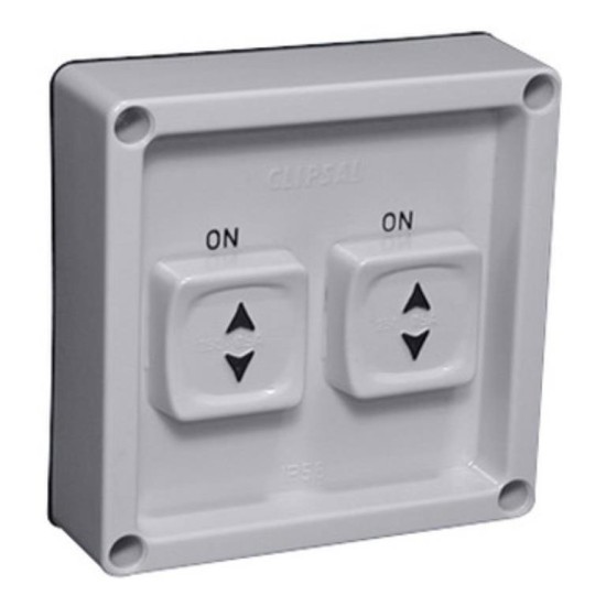 Clipsal - 56 Series Switch Surface, IP66 2 Gang Single Pole 15A Less Enclosure, Grey